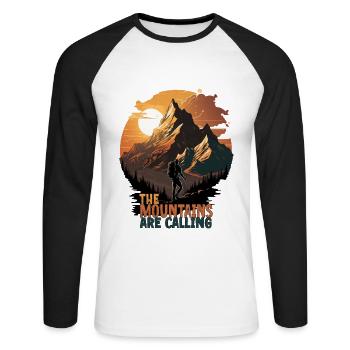 Les montagnes appellent - T-shirt baseball manches longues Homme - blanc/noir - Devant - Nik (191cm)