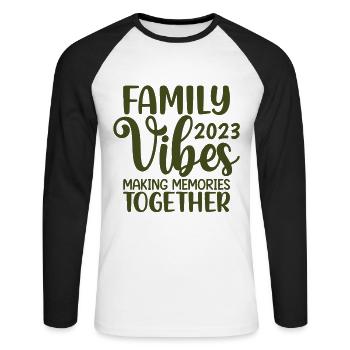 Family Vibes 2023 Making Memories Together - Unisex Long Sleeve Baseball T-Shirt - white/black - Front - Nik (191cm)