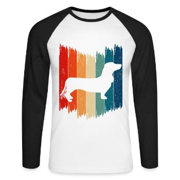 Retro Dachshund Vintage Dachshund - Unisex Long Sleeve Baseball T-Shirt - white/black - Front - Nik (191cm)