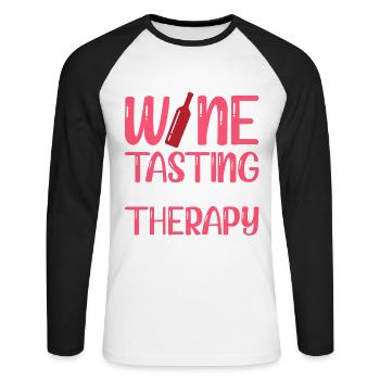 Wine Tasting Better Than Therapy - Unisex Long Sleeve Baseball T-Shirt - white/black - Front - Nik (191cm)
