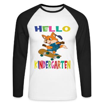 Bonjour Kindergarten Skateboarding Fox - T-shirt baseball manches longues Homme - blanc/noir - Devant - Nik (191cm)