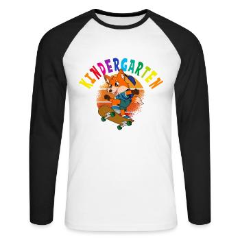 Kindergarten I'm Coming Fox Skateboarding - Unisex Long Sleeve Baseball T-Shirt - white/black - Front - Nik (191cm)