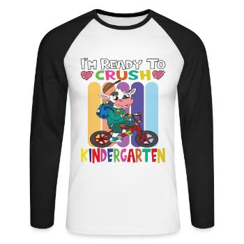 Kindergarten Child Kindergarten Gift - Unisex Long Sleeve Baseball T-Shirt - white/black - Front - Nik (191cm)