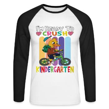 Kindergarten Child Kindergarten Gift - Unisex Long Sleeve Baseball T-Shirt - white/black - Front - Nik (191cm)