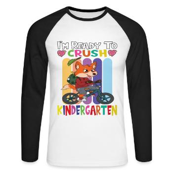 Kindergarten Child Kindergarten Gift - Unisex Long Sleeve Baseball T-Shirt - white/black - Front - Nik (191cm)