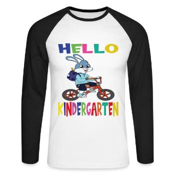 Kindergarten Child Kindergarten Gift - Unisex Long Sleeve Baseball T-Shirt - white/black - Front - Nik (191cm)