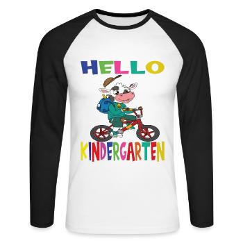 Kindergarten Child Kindergarten Gift - Unisex Long Sleeve Baseball T-Shirt - white/black - Front - Nik (191cm)