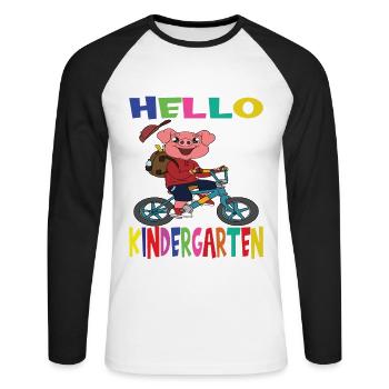 Kindergarten Child Kindergarten Gift - Unisex Long Sleeve Baseball T-Shirt - white/black - Front - Nik (191cm)
