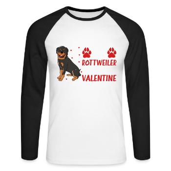 My Rottweiler Is My Valentine - Unisex Long Sleeve Baseball T-Shirt - white/black - Front - Nik (191cm)