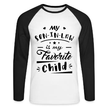 Mon gendre est mon enfant préféré - T-shirt baseball manches longues Homme - blanc/noir - Devant - Nik (191cm)