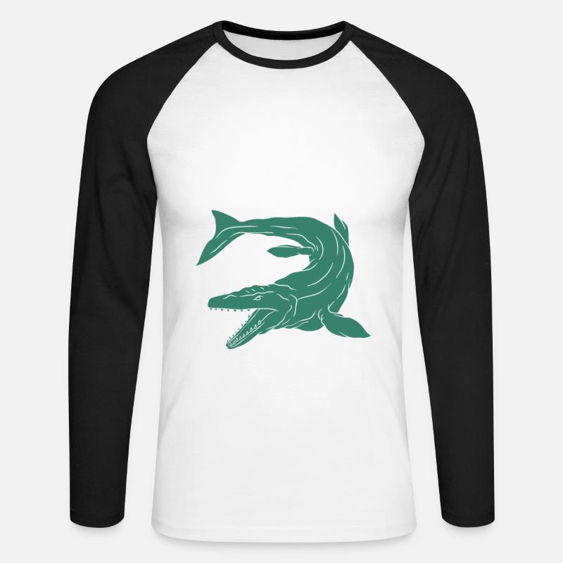 I Just Really Like Mosasaurus - Unisex Baseballshirt langarm - Weiß/Schwarz