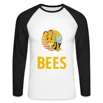 Life Is Better With Bees - Unisex Baseballshirt langarm - Weiß/Schwarz - Vorne - Nik (191cm)