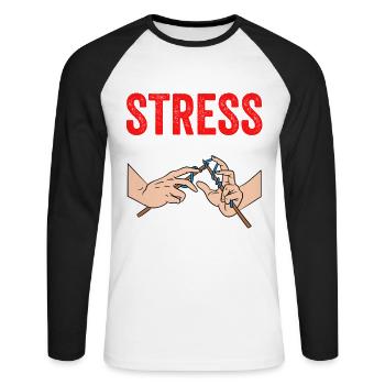 Le stress est causé par le fait de ne pas tricoter suffisamment - T-shirt baseball manches longues Homme - blanc/noir - Devant - Nik (191cm)