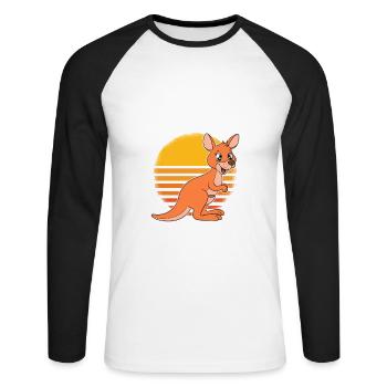 Wallaby mieux que la thérapie - T-shirt baseball manches longues Homme - blanc/noir - Devant - Nik (191cm)