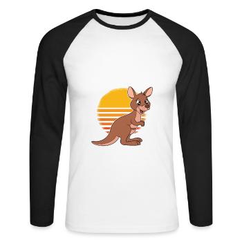 Wallaby mieux que la thérapie - T-shirt baseball manches longues Homme - blanc/noir - Devant - Nik (191cm)