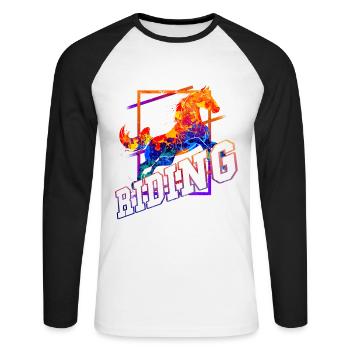 Riding Rider Horse Jumping Sport Colorful Vintage - Unisex Long Sleeve Baseball T-Shirt - white/black - Front - Nik (191cm)