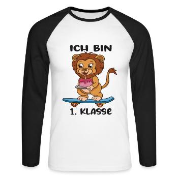 Ich Bin 1 Klasse Einschulung Schulanfang - Unisex Baseballshirt langarm - Weiß/Schwarz - Vorne - Nik (191cm)