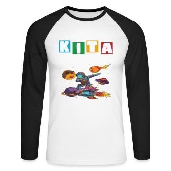Kindergarten Abgänger Schulanfang Einschulung - Unisex Baseballshirt langarm - Weiß/Schwarz - Vorne - Nik (191cm)