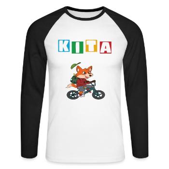 Kindergarten Abgänger Schulanfang Einschulung - Unisex Baseballshirt langarm - Weiß/Schwarz - Vorne - Nik (191cm)
