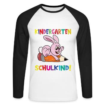 Tschüss Kindergarten Ich Bin Jetzt Ein Schulkind! - Unisex Baseballshirt langarm - Weiß/Schwarz - Vorne - Nik (191cm)