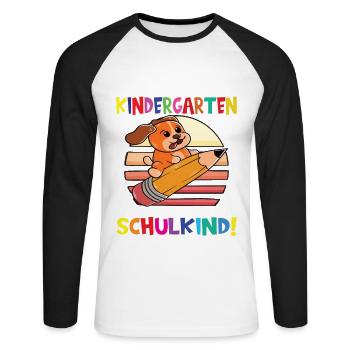 Tschüss Kindergarten Ich Bin Jetzt Ein Schulkind! - Unisex Baseballshirt langarm - Weiß/Schwarz - Vorne - Nik (191cm)