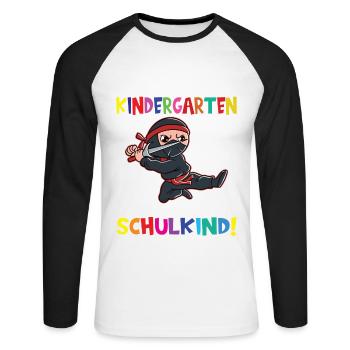 Tschüss Kindergarten Ich Bin Jetzt Ein Schulkind! - Unisex Baseballshirt langarm - Weiß/Schwarz - Vorne - Nik (191cm)