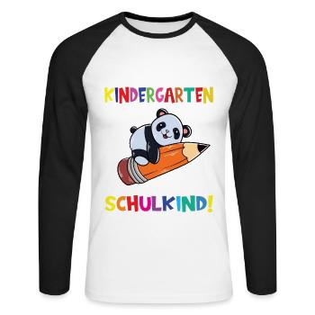Tschüss Kindergarten Ich Bin Jetzt Ein Schulkind! - Unisex Baseballshirt langarm - Weiß/Schwarz - Vorne - Nik (191cm)
