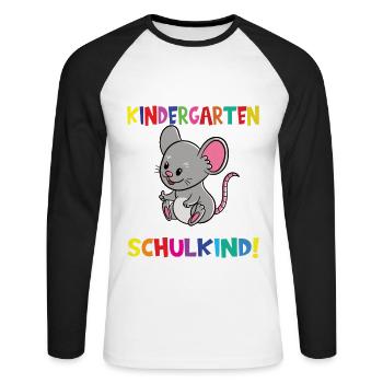 Tschüss Kindergarten Ich Bin Jetzt Ein Schulkind! - Unisex Baseballshirt langarm - Weiß/Schwarz - Vorne - Nik (191cm)