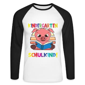 Tschüss Kindergarten Ich Bin Jetzt Ein Schulkind! - Unisex Baseballshirt langarm - Weiß/Schwarz - Vorne - Nik (191cm)