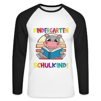 Tschüss Kindergarten Ich Bin Jetzt Ein Schulkind! - Unisex Baseballshirt langarm - Weiß/Schwarz - Vorne - Nik (191cm)