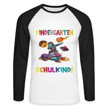 Tschüss Kindergarten Ich Bin Jetzt Ein Schulkind! - Unisex Baseballshirt langarm - Weiß/Schwarz - Vorne - Nik (191cm)