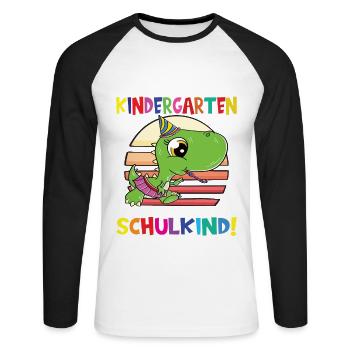 Tschüss Kindergarten Ich Bin Jetzt Ein Schulkind! - Unisex Baseballshirt langarm - Weiß/Schwarz - Vorne - Nik (191cm)