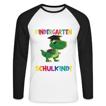 Tschüss Kindergarten Ich Bin Jetzt Ein Schulkind! - Unisex Baseballshirt langarm - Weiß/Schwarz - Vorne - Nik (191cm)