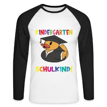 Tschüss Kindergarten Ich Bin Jetzt Ein Schulkind! - Unisex Baseballshirt langarm - Weiß/Schwarz - Vorne - Nik (191cm)
