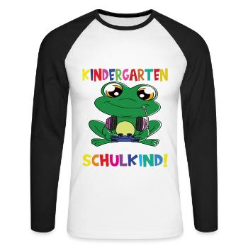 Tschüss Kindergarten Ich Bin Jetzt Ein Schulkind! - Unisex Baseballshirt langarm - Weiß/Schwarz - Vorne - Nik (191cm)