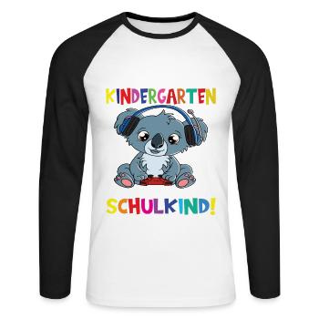 Tschüss Kindergarten Ich Bin Jetzt Ein Schulkind! - Unisex Baseballshirt langarm - Weiß/Schwarz - Vorne - Nik (191cm)