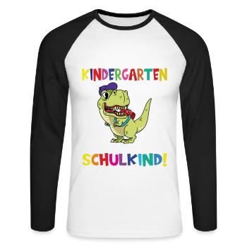 Tschüss Kindergarten Ich Bin Jetzt Ein Schulkind! - Unisex Baseballshirt langarm - Weiß/Schwarz - Vorne - Nik (191cm)