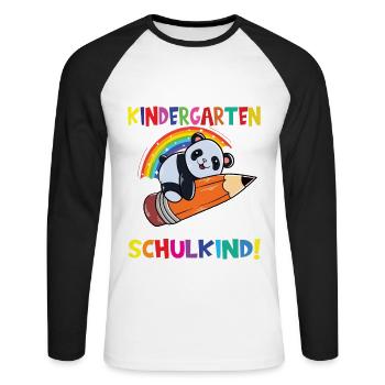 Tschüss Kindergarten Ich Bin Jetzt Ein Schulkind! - Unisex Baseballshirt langarm - Weiß/Schwarz - Vorne - Nik (191cm)