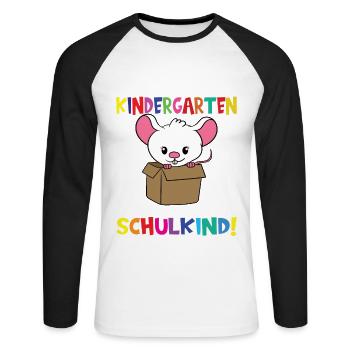 Tschüss Kindergarten Ich Bin Jetzt Ein Schulkind! - Unisex Baseballshirt langarm - Weiß/Schwarz - Vorne - Nik (191cm)