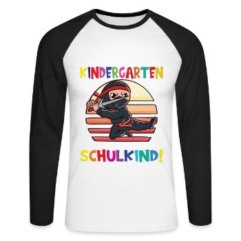 Tschüss Kindergarten Ich Bin Jetzt Ein Schulkind! - Unisex Baseballshirt langarm - Weiß/Schwarz - Vorne - Nik (191cm)