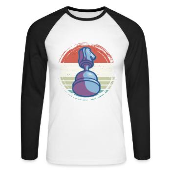 Pièce d’échecs vintage Pièce d’échecs rétro - T-shirt baseball manches longues Homme - blanc/noir - Devant - Nik (191cm)