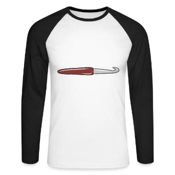 Think Your Job Is Hard Try Doing Crochet - Unisex Baseballshirt langarm - Weiß/Schwarz - Vorne - Nik (191cm)