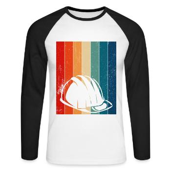 Retro Hard Hat Construction Worker - Unisex Baseballshirt langarm - Weiß/Schwarz - Vorne - Nik (191cm)