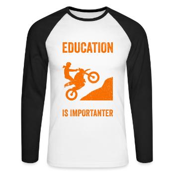 La moto est plus importante - T-shirt baseball manches longues Homme - blanc/noir - Devant - Nik (191cm)