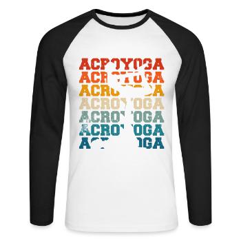 Funny Acroyoga Acro Yoga - Unisex Baseballshirt langarm - Weiß/Schwarz - Vorne - Nik (191cm)