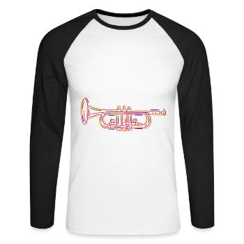 J’aime vraiment les trompettes ok - T-shirt baseball manches longues Homme - blanc/noir - Devant - Nik (191cm)