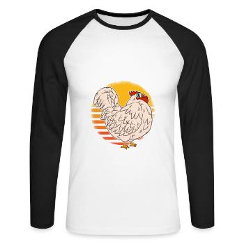 Mon poulet m’appelle et je dois partir - T-shirt baseball manches longues Homme - blanc/noir - Devant - Nik (191cm)