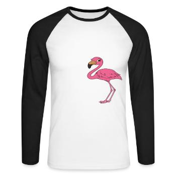 Funny flamingo - Unisex Long Sleeve Baseball T-Shirt - white/black - Front - Nik (191cm)