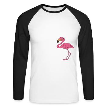Funny flamingo - Unisex Long Sleeve Baseball T-Shirt - white/black - Front - Nik (191cm)