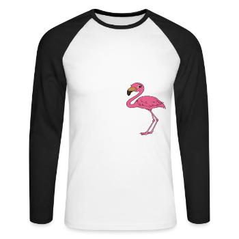 Funny flamingo - Unisex Long Sleeve Baseball T-Shirt - white/black - Front - Nik (191cm)